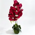 Fausse orchidee Phalaenopsis en pot fleur artificielle decoration interieure rouge - Tissu en Soie Rouge