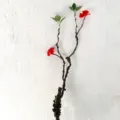 Artificial plum blossom branch fake red flower branch decorative plant for hotel lobby home - Begonia Red