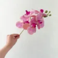 Artificial orchid flower single stem fake phalaenopsis for home wedding floral decoration - Pink