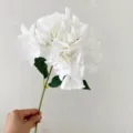 White artificial hydrangea flower stem single branch decorative home wedding display - White
