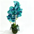Plante artificielle en pot d'orchidée Phalaenopsis bleue fausse fleur déco variante - Tissu en Soie Bleue