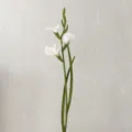 Singolo gladiolo artificiale bianco in gomma morbida stelo floreale decorazione casa matrimonio - Bianco