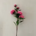 Pink 5-head artificial peony flower branch for home decor and wedding tabletop display. - Rose Red