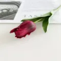 Artificial PU tulip single stem flower fake floral bouquet for home decor wedding photography props - Burgundy