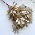 Artificial eucalyptus money leaf branch fake plant for home decor wedding party 9 forks green leaves - Light Coffee