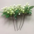 Artificial white berry flower stems variant for home decoration, fake botanical plant decor. - White Green