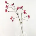 Artificial red berry branches detail shot, perfect for home and hotel floral arrangement decor. - Red