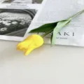 Artificial yellow tulip flower PU simulation single stem for wedding home decor fresh. - Yellow