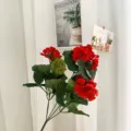 Artificial red geranium flower bouquet home decor wedding party photography props fake floral arrangement - Red
