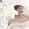Artificial PU plumeria flower head for beach vacation wedding DIY hair accessories white. - White