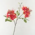 Artificial poinciana flower branch, red faux floral stem for wedding home decor, 1pc - Orange