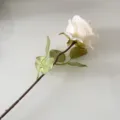 French vintage artificial white rose silk flower single stem decorative home ornament - Off White