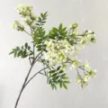 Artificial michelia flower branch realistic fake floral decor for wedding home decoration 1pc - White Green