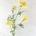 Fausse fleur de dentelle jaune tige de fleur en soie pour mariage décor de maison 1pc - Jaune Citron