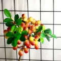 Artificial berry branch fake plant green fruit for home desktop bedroom decor and flower - Orange