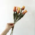 Autumn retro artificial tulip bunch, fringed hand-tied silk flowers for home hotel wedding decor - Autumn Orange