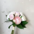 Artificial peony camellia silk flower bouquet for wedding bridal home decor items - Milky White & Light Pink