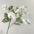 Artificial michelia flower branch white fake flowers for wedding home decor floral arrangement - White