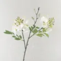Artificial Poinciana Flower Branch White Silk Floral Stem for Home Wedding Decor! - White Green