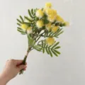 Artificial yellow mimosa dandelion bouquet faux flower bunch home hotel decor photography prop - Yellow