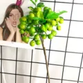 Artificial green berry branch floral material for home desktop bedroom decor and arrangements. - Green