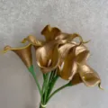 Bouquet de lys calla artificiels dorés fleurs PU pour décoration de mariage maison - Or