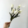 Artificial tulip flowers bouquet retro style faux floral for home wedding party decoration - Herbal White