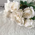 Artificial white rose bouquet for home restaurant wedding party decoration and floral arrangement. - Cream