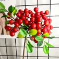 Artificial Red Berries Fake Berry Branch Home Decor Floral Arrangement Red Fruit - Red