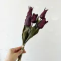 Artificial Vintage Tulip Flower Bouquet With Frayed Edge For Home Wedding Decoration - Black and Purple