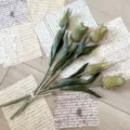 Mazzo di tulipani artificiali retro autunno frangiato per matrimonio ed hotel decor. - Verde Caffè