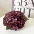 Dark red artificial hydrangea flower short stem for home decor, wedding photography floral. - Autumn Red