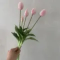 Artificial tulip bouquet 5 heads fake flowers for home wedding decoration pink color - Light Pink