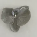 Artificial Orchid Flower Head Grey DIY Craft Shoes Hat Apparel Accessories Small Size - Grey Small