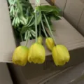 Artificial tulip flower bouquet soft touch yellow floral home and wedding decor - Yellow