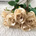 Künstlicher Champagner Rosenstrauß Seidenblumen Heim Hochzeitsfeier Tischdekoration - Einfarbig Teebraun