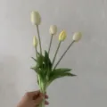 Artificial tulip bouquet 5 heads soft rubber touch fake flowers home wedding table decor - Light Green