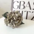 Artificial autumn hydrangea flower, short branch fake floral for home wedding decor use. - Light Coffee