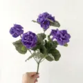 Purple artificial geranium silk flowers bouquet for home wedding decoration photography props. - Deep purple