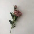 Artificial single branch vintage pink rose peony decorative flower arrangement for home decor - Coffee Green