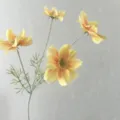 Artificial Silk Cosmos Flower 4 Heads Fake Daisy Branch Yellow Spring Home Decor Floral - Yellow