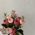 Artificial pink rose flower bouquet variant, beautiful faux floral home decor arrangement. - Rose Red