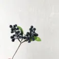 Artificial berry branch dark blue fake flowers faux plant for home decor floral arrangement - Grey Blue