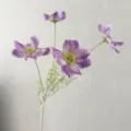 Artificial Purple Cosmos Flower 4 Heads Fake Plant Simulation Floral for Home Decor - Purple