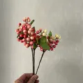 Artificial berry branch floral decor, fake fruit stems for home decoration and party arrangement. - Orange Red