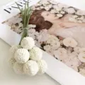 Artificial Craspedia Billy Balls Flowers 9 Heads White Fake Flowers Bouquet for Home Wedding - White