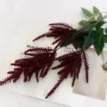 Artificial astilbe flower branch deep red fake floral bouquet for wedding decor 1pc - Bright Red