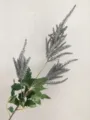 Artificial astilbe flower branch sparkling silver wedding decor green leaf fake plant - Gray