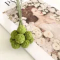Bouquet de Fleurs Artificielles Craspedia Vert 9 Têtes Fausse Boule de Billes Déco - Vert