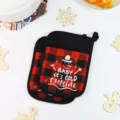 Presine natalizie rosso nero quadri guanti forno spessi termoisolanti cucina - Lettera A